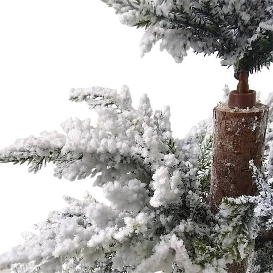 Northlight 27.5" Heavily Flocked Pine Christmas Tree in Natural Jute Base